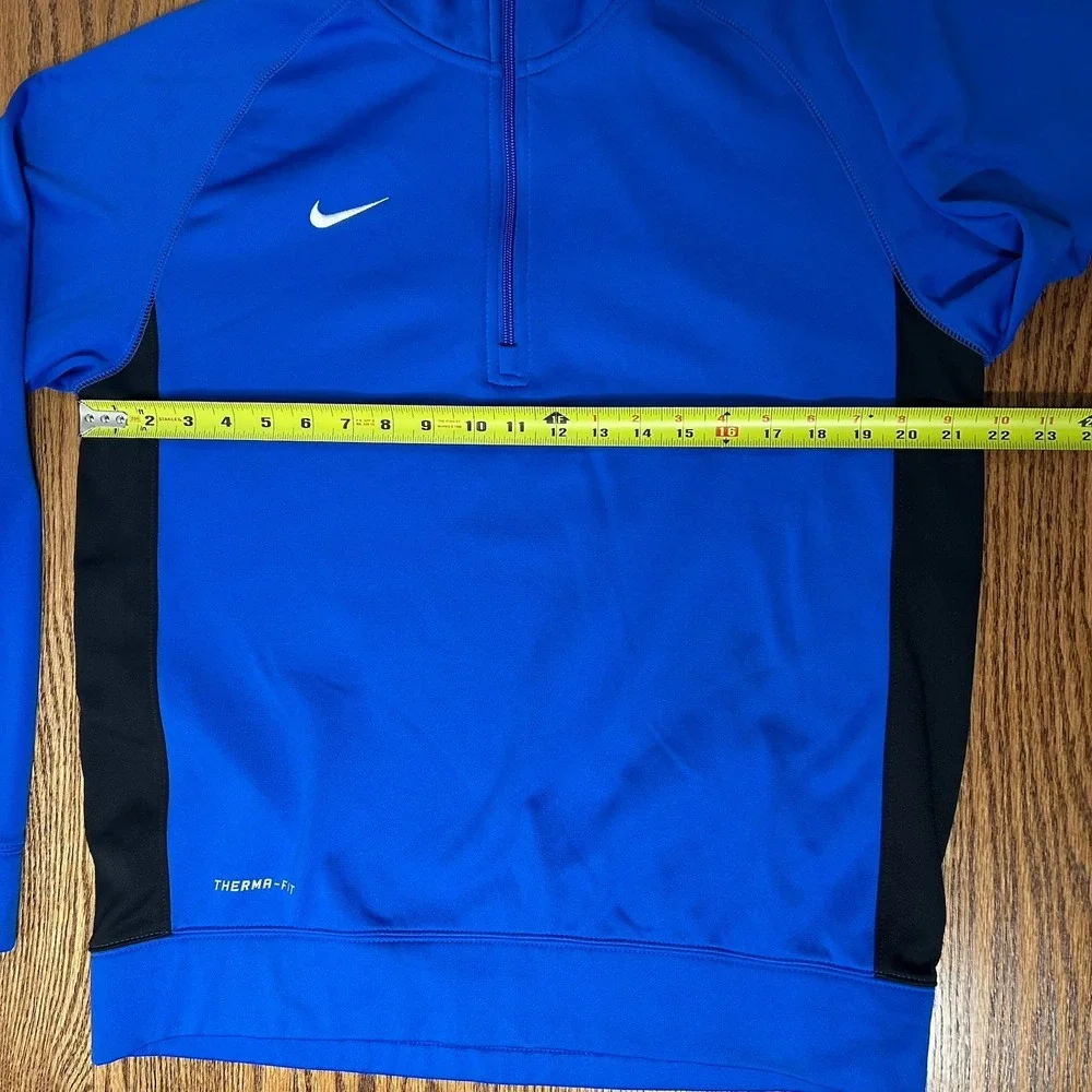 Nike Therma Fit Mens 1/4 Zip Pullover Sweatshirt Blue Black  Size L Long Sleeve